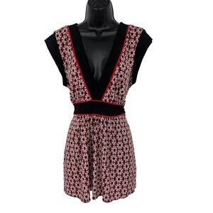 Y2K Speechless Babydoll Top Women Size XL Geometric Tie Back Coquette Office 90s